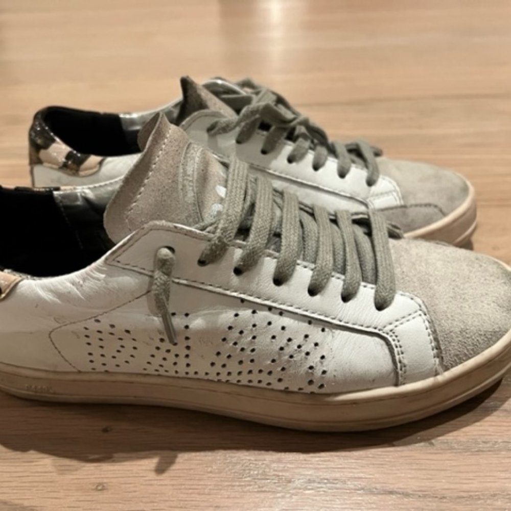 P448 John Sneaker in White & Leopard Size 36.5